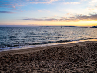 Fototapeta na wymiar sunset on a Mediterranean beach