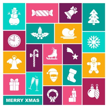 Collection of symbols of new year and Christmas