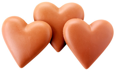 THREE CHOCOLATE HEARTS CUT OUT