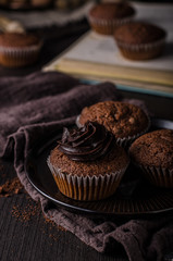 Chocolate muffins photography