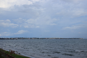 Obraz premium mui ne coast view of the village with fisher boats, vietnam