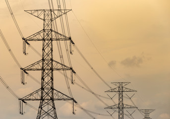 High volt transmission line electric pole.