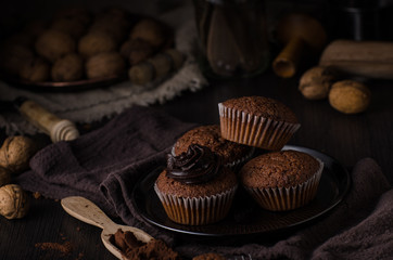 Chocolate muffins photography