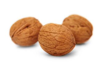 Walnuts on white background, isolated, closeup