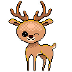 Pixel cute deer detailed illustration isolated vector