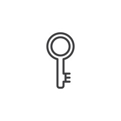 Key outline icon. linear style sign for mobile concept and web design. Door key simple line vector icon. Symbol, logo illustration. Pixel perfect vector graphics