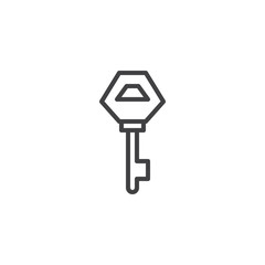 Key outline icon. linear style sign for mobile concept and web design. Secure key simple line vector icon. Password symbol, logo illustration. Pixel perfect vector graphics