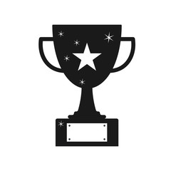 Black trophy icon, champions cup on the white background. Vector.