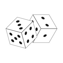 Dice line icon, on the white background. Vector.