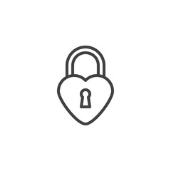 Padlock heart outline icon. linear style sign for mobile concept and web design. Heart lock simple line vector icon. Symbol, logo illustration. Pixel perfect vector graphics