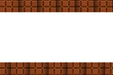 Chocolate pieces pattern background, flat lay with copy space
