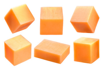 Cheddar cheese block and cubes, paths