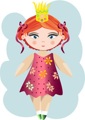 Cute little princess girl. Fashion illustration for kids