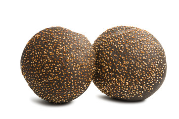 black hamburger bun isolated