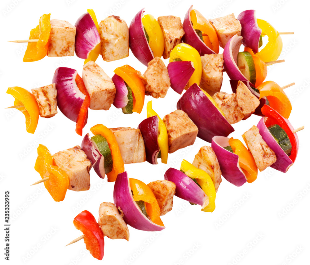 Canvas Prints chicken and vegetable kebabs cut out