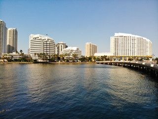 Obraz premium BRICKELL, FL, USA - APRIL 29, 2018: Aerial drone image of Brickell City Center in Miami, Florida