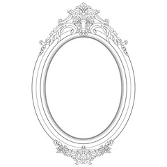 Vintage oval pattern frame in old style. Vector.