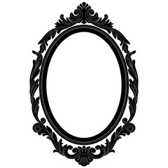Vintage oval pattern frame in old style. Vector.