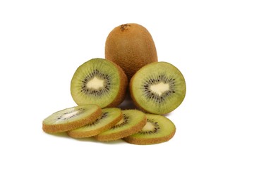 kiwi fruit - fresh sliced kiwis isolated on white
