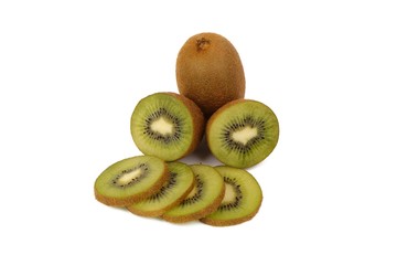kiwi fruit - fresh sliced kiwis isolated on white