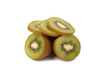 kiwi fruit - fresh sliced kiwis isolated on white