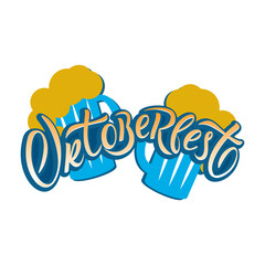 Hand drawn Oktoberfest typography lettering poster.
