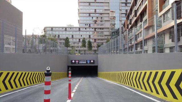 Aerial view of autopark enterance in residence site