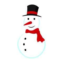 Cheerful snowman. Isolated on white background. Vector image.
