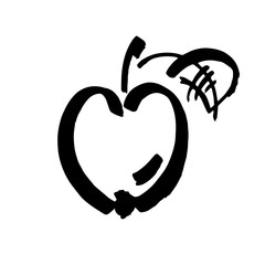 Apple vector sketch icon isolated on background. Hand drawn ink brush illustration. Icon for infographic, website or app