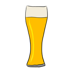 Glass with beer on white