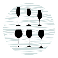 Set of wine glasses, vector