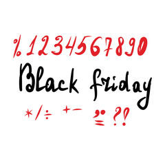 Black friday lettering and a set of hand-drawn numbers for discounts.