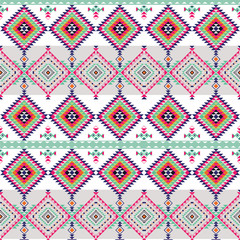 Tribal art pattern. Ethnic geometric print. Aztec colorful repeating background texture. vector illustration.