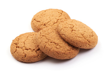 Oat cookies, isolated on a white background. Close-up.
