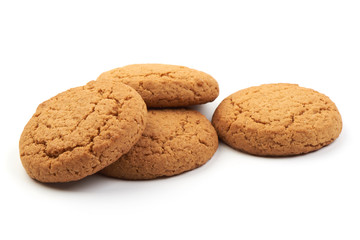 Oat cookies, isolated on a white background. Close-up.