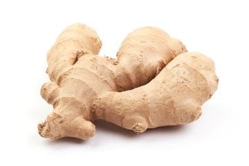 Fresh Ginger, isolated on a white background. Close-up.