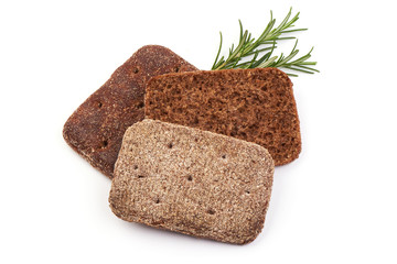 Rye cracker snack bread, isolated on white background. Close-up