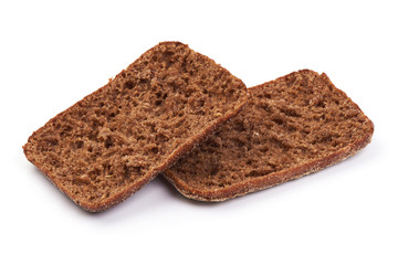 Rye cracker snack bread, isolated on white background. Close-up