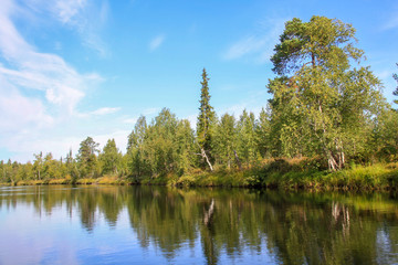 Picturesque shores of the lake in Karelia