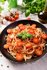 Tasty homemade spaghetti bolognese