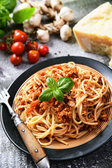 Tasty homemade spaghetti bolognese