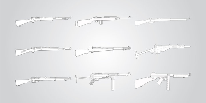 Vector illustration set of old rifles
