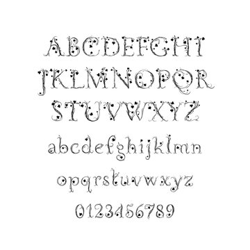 Vector Alphabet. Decorative magic font for Wedding Monogram, branding, Invitation. Isolated