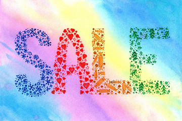winter sale inscription   watercolor decorative