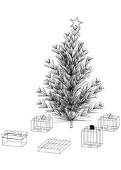 Christmas Tree Blueprint - isolated