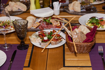 Different dishes on the holiday table