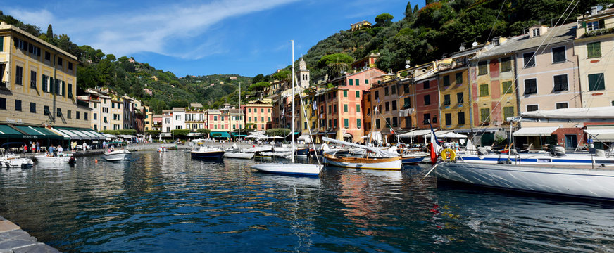 PORTOFINO, ITALY - 11.09.2018: Portofino harbor and shopping area