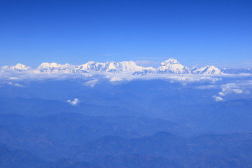 Fototapeta na wymiar View of Himalaya Mountain Range from air plane
