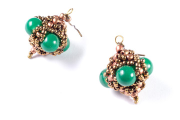 Handmade jewelry close up. Isolated fashion items.