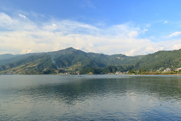 Beautiful landscape of Phewa Lake in Pokhara, Nepal